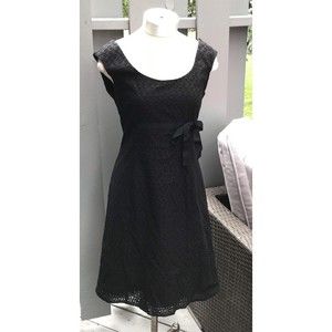 ann taylor eyelet dress Black Cotton Blend Sash Sleeveless 2